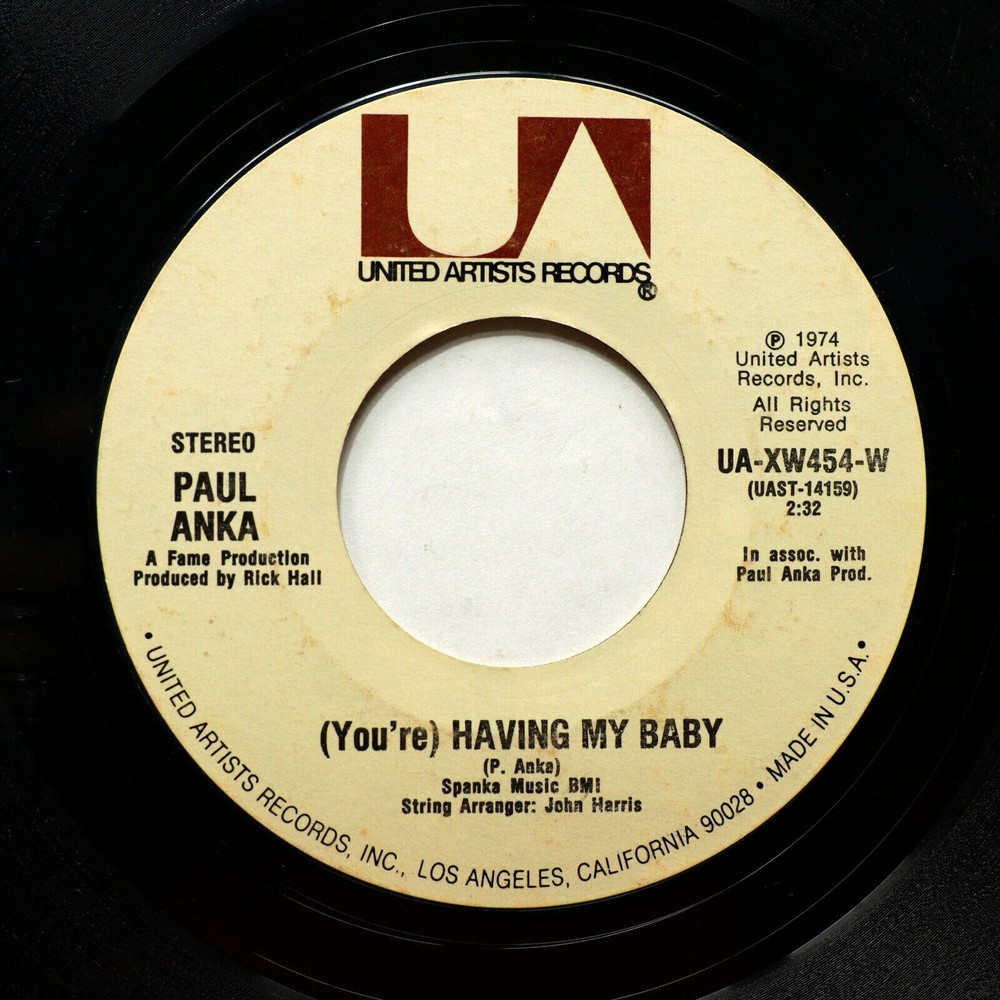 Paul Anka - (You're) Having My Baby  / Papa 45 rpm Vinyl 7" Single UA-XW454-W